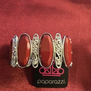 Paparazzi Red Oval Stone Stretch Bracelet